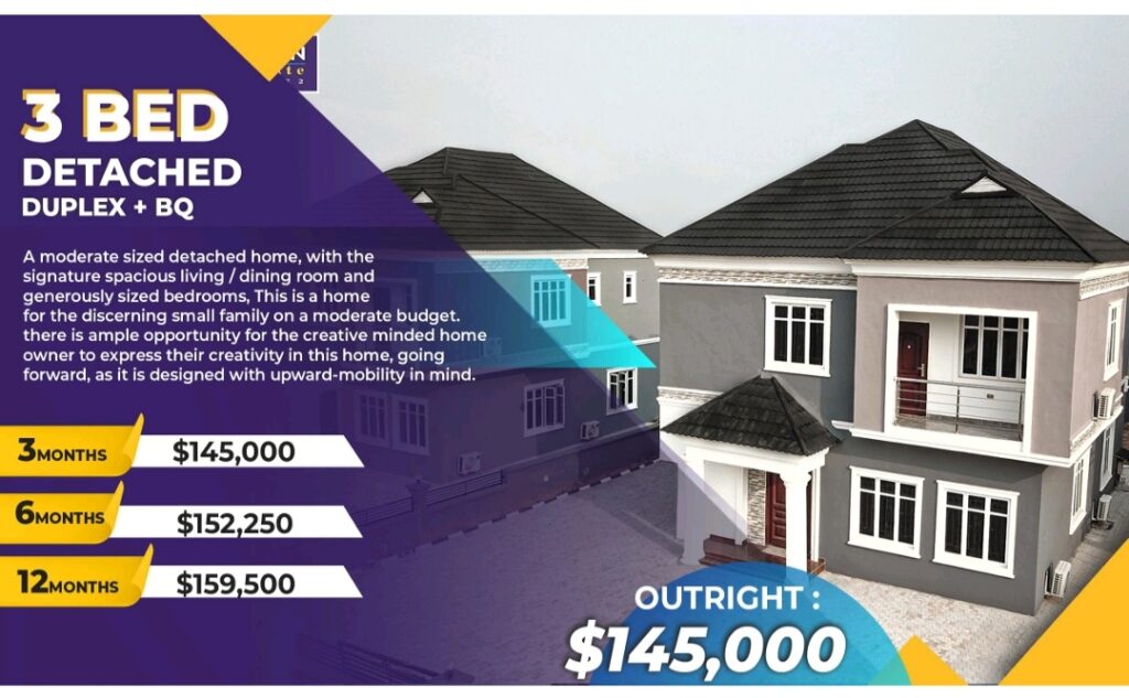 3 Bedroom Detached Duplex + BQ in Amen Estate Phase 2