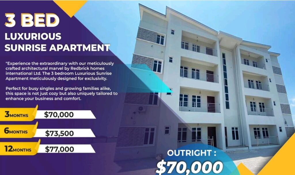 3 Bedroom Luxurious Sunrise Apartment in Amen Estate Phase 2